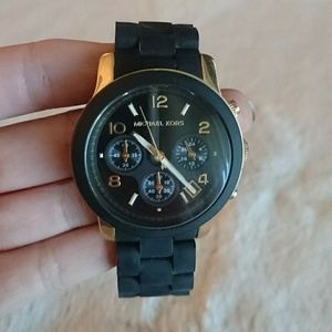 Michael Kors Ladies Black & Gold Runaway Watch